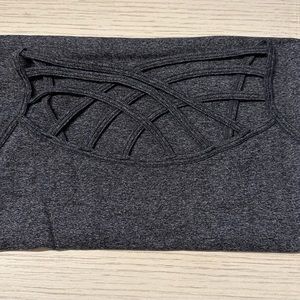 Seamless Strappy Caged Front Stretch Cami Tank Top -  Charcoal Gray